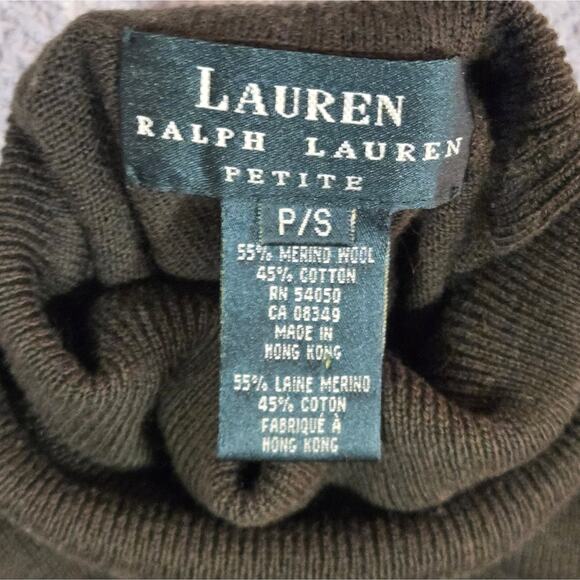 Lauren by Ralph Lauren Merino Silk Dark Green Turtleneck Sweater Womens Petite - Picture 4 of 6